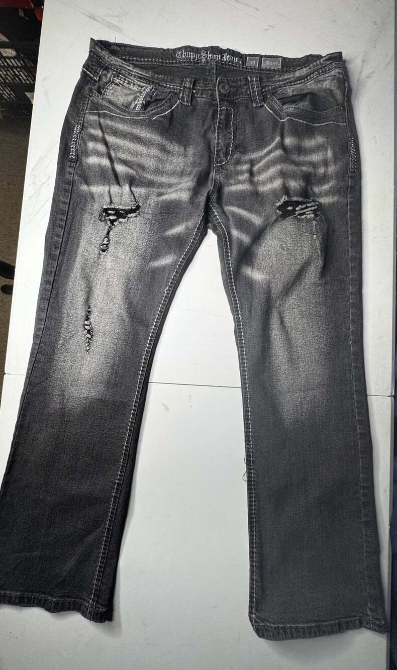 Chopin Skin Jeans Size 32 Boot Black Distressed Denim